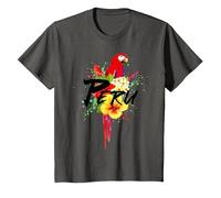 Perù Pappagallo Piante Tropicali Peruviano Souvenir Vintage Maglietta, Bambini, Asfalto, 8 Anni