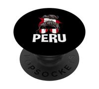Perù Ragazza Disordinato Capelli Panino Patriottica Donna Perù Bandana PopSockets PopGrip Adesivo