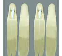 Perücke für 150 cm langes, glattes Haar, dick, 703 g, universeller Kostümstil, Schwarz und Weiß, Silber, Rot, Gelb, Farbe: ZF150-7 (Beige, 700 g).