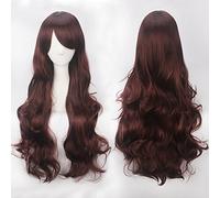 Perücke für cos perücke farbe anime perücke knopfnetz hochtemperaturdraht universal 80 cm langes lockiges haar farbe: k027-14 (80 cm dunkelbraun)