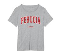 Perugia Italia Città Maglietta, Donna Plus-Size, Grigio Melange, 1X