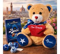 Perugina Baci Peluche Orso Blu con Cioccolatini Fondente Idea Regalo 100 g