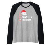 Peruvian Christmas Wear Funny Perù Xmas Cheklist Maglia con Maniche Raglan