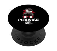 Peruvian Girl Disordinato capelli panino donna patriottica Perù occhiali da sole PopSockets PopGrip Adesivo