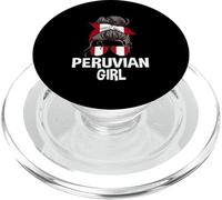 Peruvian Girl Disordinato capelli panino donna patriottica Perù occhiali da sole PopSockets PopGrip per MagSafe
