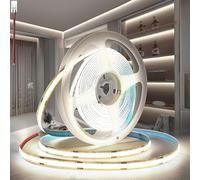 PERVADEO Striscia LED COB 24V Autoadesiva, 5M Strip LED Flessibile Bianco Freddo 6000K 320LEDs/M Strisce LED Adesiva Tagliabile Per Casa Camera Cucina(Senza Alimentatore)