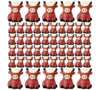 Perwteriy Mini Highland Cow 50pcs in Miniatura realistica Seduta Figurine di Mucca Highland 0, 8x0.6 Animali in Resina Decorativi per casa delle Bambole, Micro Paesaggio