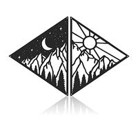 Peryiter 2 pezzi sole e luna decorazione da parete in metallo montagna foresta triangolo decorazione da parete linea moderna appeso regali decorazioni per bagno soggiorno cucina interni esterni