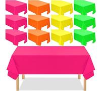 Peryiter Confezione da 12 tovaglie in plastica usa e getta in colori assortiti, decorative, rettangolari, 137 x 274 cm, per tavoli rettangolari, feste a tema, compleanni, matrimoni, picnic,