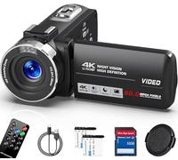 Peryoua Videocamera 4K HD 80MP Vlogging Camera per YouTube IR Night Vision Camera 18X Zoom digitale 3.0 IPS Video Recorder con scheda SD da 32 GB, 2 batterie, telecomando