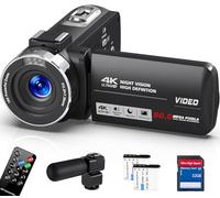 Peryoua Videocamera 4K HD 80MP Vlogging Camera per YouTube IR Night Vision Camera 18X Zoom digitale 3.0 IPS Video Recorder con scheda SD da 32 GB, 2 batterie, telecomando
