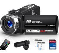 Peryoua Videocamera 4K HD 80MP Vlogging Camera per YouTube IR Night Vision Camera 18X Zoom digitale 3.0 IPS Video Recorder con scheda SD da 32 GB, 2 batterie, telecomando