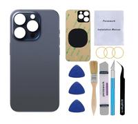 Perzework Ricambio originale posteriore in vetro compatibile con iPhone 15 Pro Max 6,7 pollici con kit di riparazione (nero)