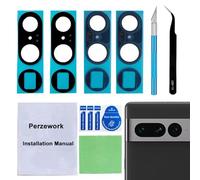 Perzework Set di 2 lenti di ricambio per fotocamera posteriore Google Pixel 7 Pro con adesivo preinstallato e kit di riparazione