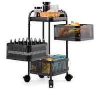 PERZOE Desserte Cuisine,Desserte per roulette,360 ° Supporto girevole per frutta e verdura mobile conservazione della cucina, porta frutta e verdura, tipo quadrato cucina supporto di stoccaggio ruote