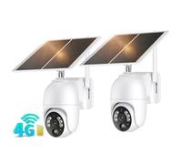 PESAIR 4G LTE Telecamera con SIM Scheda Esterno 【2 Pack】, 2K Videocamera Sorveglianza Visione 360° Senza Fili con Pannello Solare, Rilevamento PIR e Visione Notturna a Colori