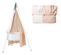 Pesatura del set - Culla con Velo Soft Pink, Treppiede Bianco e 2 pezzi lenzuola 1 X Soft Pink/1 X Bianco