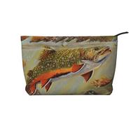 Pesca alla trota a mosca, Borsa per cosmetici in velluto a coste Borsa per il trucco Borsa da viaggio portatile