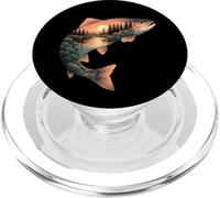 Pesca alla trota marrone Tramonto Natura Paesaggio Pesce PopSockets PopGrip per MagSafe