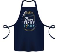 Pesca Birra Qui Fishy Pescatore Divertente Cotone Grembiule 100% Biologico