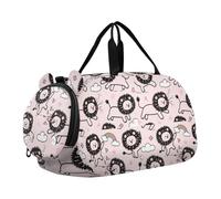 Pesca Cartoon Lion Carino Doodle Duffel Borse da Palestra con Scomparto Scarpe Leggero Pernottamento Borsa per Viaggi, Nuoto, Danza, Balletto bolsos deportivos para mujer, pesca, cartone animato