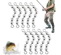 Pesca con catena di perle, 10 pezzi, attrezzatura per il bagaglio | Attrezzo da pesca con rotazione a 360 gradi per pescatore, trota, pesce e acqua salata