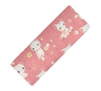 Pesca Cute White Cats Spring stampato viaggio yoga mat spessore 1 mm per la casa antiscivolo, con nastro di stoccaggio tappetino da yoga para ejercicio 180,3 x 66 cm
