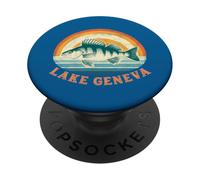 Pesca del pesce persico al tramonto all'alba sul lago di Ginevra PopSockets PopGrip Adesivo