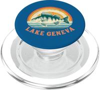 Pesca del pesce persico al tramonto all'alba sul lago di Ginevra PopSockets PopGrip per MagSafe