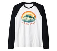 Pesca del pesce persico sul lago Erie Grandi Laghi Maglia con Maniche Raglan