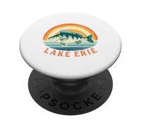 Pesca del pesce persico sul lago Erie Grandi Laghi PopSockets PopGrip Adesivo