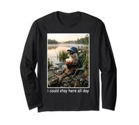 Pesca Divertente lontra I Could Stay Here all Day Maglia a Manica