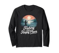 Pesca è il mio posto felice illustrazione grafica Maglia a Manica