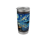 Pesca e notte luminosa sulle acque tranquille Bicchiere termico in acciaio inox doppia parete