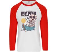 Pesca il Mio Pesce Will Come Divertente Pescatore Uomo L/S Baseball T-Shirt