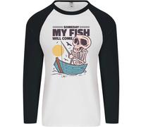 Pesca il Mio Pesce Will Come Divertente Pescatore Uomo L/S Baseball T-Shirt