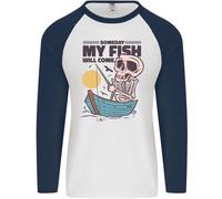 Pesca il Mio Pesce Will Come Divertente Pescatore Uomo L/S Baseball T-Shirt