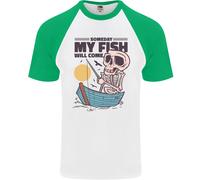 Pesca il Mio Pesce Will Come Divertente Pescatore Uomo S/S Baseball T-Shirt