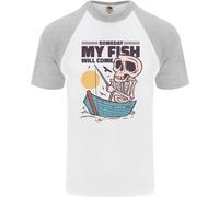Pesca il Mio Pesce Will Come Divertente Pescatore Uomo S/S Baseball T-Shirt