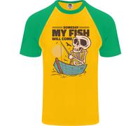 Pesca il Mio Pesce Will Come Divertente Pescatore Uomo S/S Baseball T-Shirt