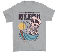 Pesca il Mio Pesce Will Come Divertente Pescatore Uomo T-Shirt 100% Cotone