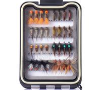 Pesca Mosche Artificiali Esche Set Assortimento di mosche Trota Bass con Fly Box