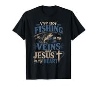 Pesca nelle Mie vene Gesù nel Mio Cuore Christian Angler Maglietta