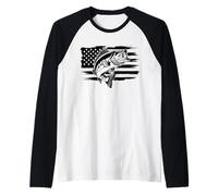 Pesca patriottica USA - American Flag Angler USA Maglia con Maniche Raglan