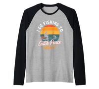 Pesca per catturare la Pace della Mente Design retrò Tramonto Maglia con Maniche Raglan