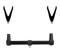 Pesca Rod Pod Bank con supporto Buzz Bar in alluminio girevole bidirezionale per pesca alla carpa in mare o costa, stabile su terreni accidentati (due heads+2v)