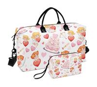 Pesca San Valentino Cupido Angel Oversize Travel Duffel Bag Carry On Personal Item Bag Gym Carry on Duffel Bags with Adjustable Strap for Sports Multifunzionale, Angelo Cupido San Valentino Pesca, 1