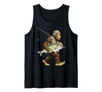 Pesca Sasquatch Pesca Bigfoot Pescatore Fiume Bassi Bianca Canotta