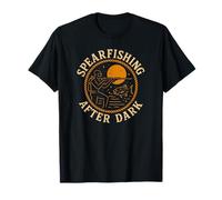 Pesca Subacquea Dopo Il Tramonto | Design dell'emblema del Tatuaggio Vintage Maglietta