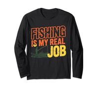 Pesca vintage è il mio vero lavoro - divertente Outdoorsman Fisherman Maglia a Manica